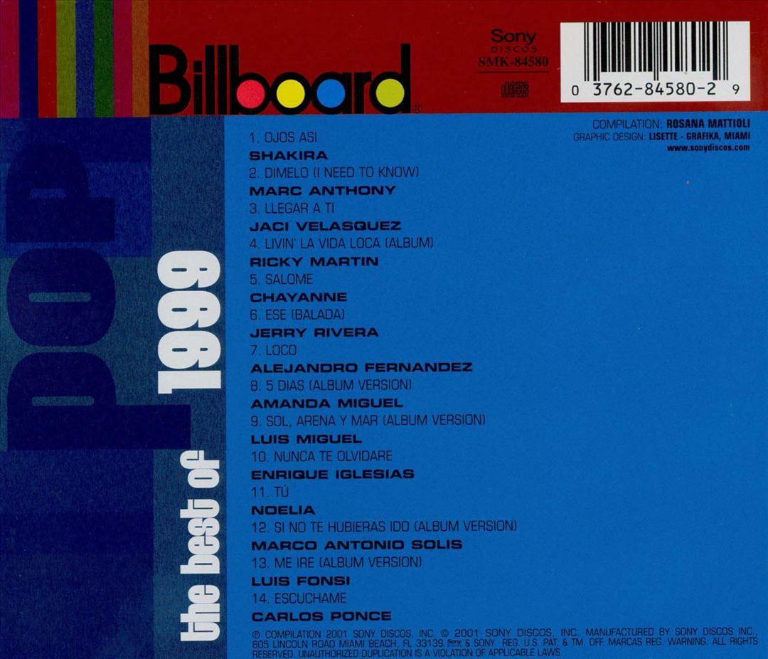 Billboard Latin Series: Best of 1999 cover art