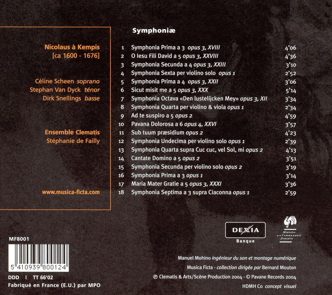 Nicolaus à Kempis: Symphoniæ cover art