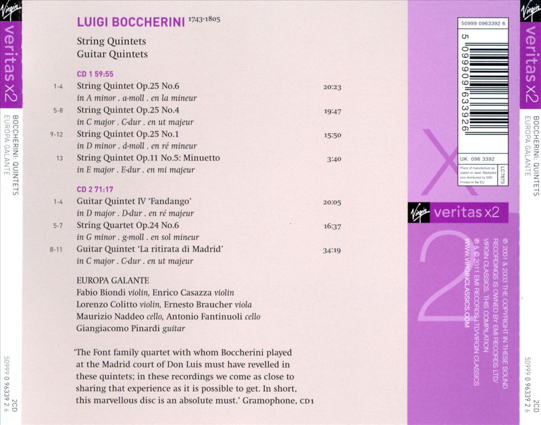 Boccherini: String Quintets; Guitar Quintets cover art