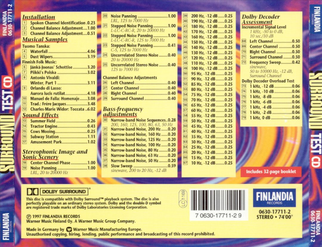 Dolby Surround Test CD cover art