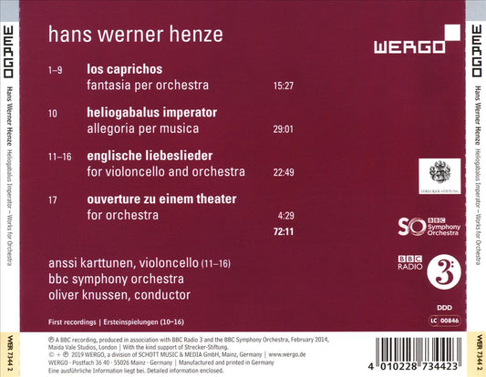 Hans Werner Henze: Heliogabalus imperator - Works for Orchestra cover art