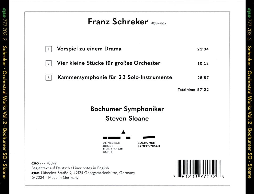 Franza Schreker: Complete Orchestral Works, Vol. 2 cover art