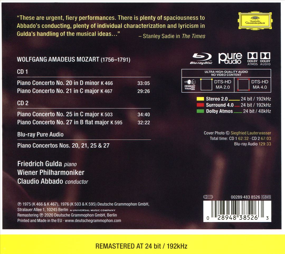 Mozart: Great Piano Concertos, Nos. 20, 21, 25 & 27 cover art