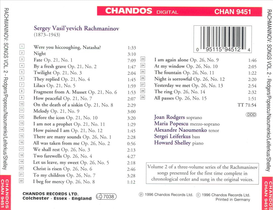 Rachmaninov: Complete Songs, Vol. 2 cover art