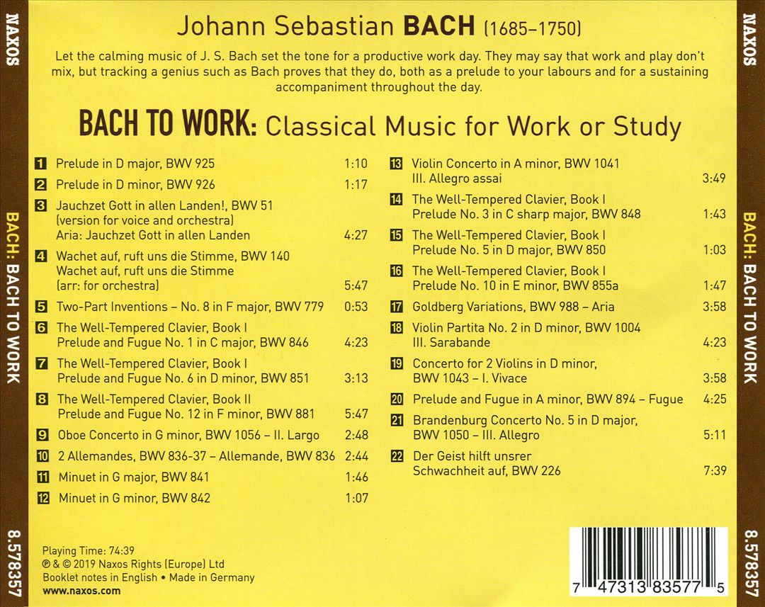 Bach to Work: Classical Music for Work or Study cover art