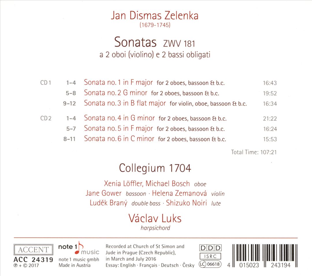 Jan Dismas Zelenka: Sonatas, ZWV 181 cover art