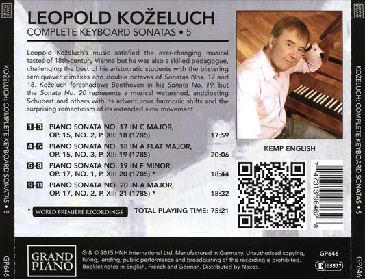 Koželuch: Complete Keyboard Sonatas, Vol. 5 cover art
