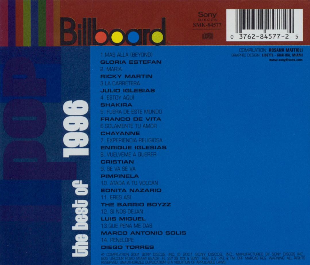 Billboard Latin Series: Best of Pop 1996 cover art