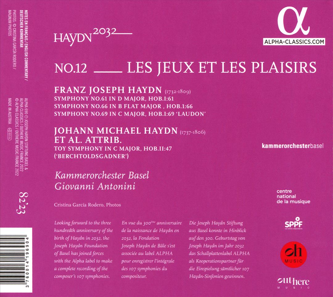 Haydn 2032, No. 12: Les jeux et les plaisirs cover art