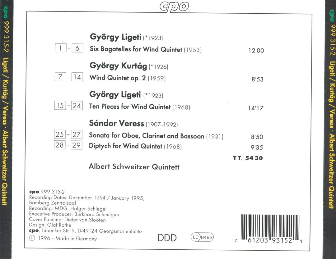 György Ligeti: Ten Pieces for Wind Quintet; Six Bagatelles cover art