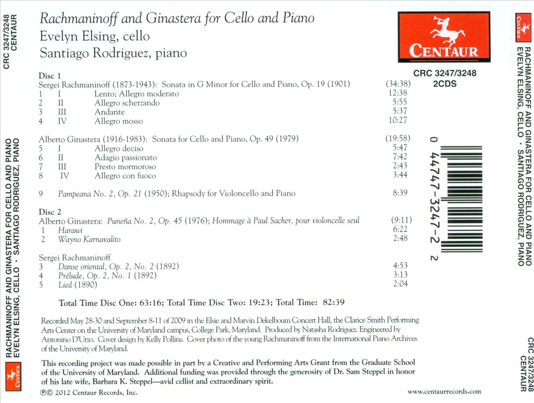 Rachmaninoff and Ginastera for Cello and Piano cover art