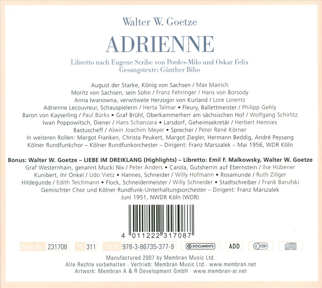 Walter W. Goetze: Adrienne cover art
