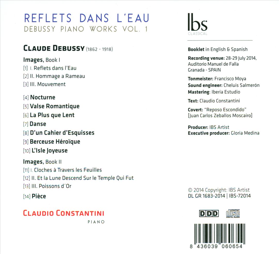 Reflets dans l'Eau: Debussy Piano Works, Vol. 1 cover art