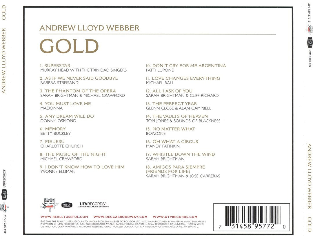 Andrew Lloyd Webber Gold: The Definitive Hits Collection cover art