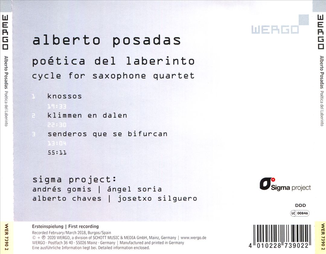 Alberto Posadas: Poética del Laberinto - Cycle for Saxophone Quartet cover art