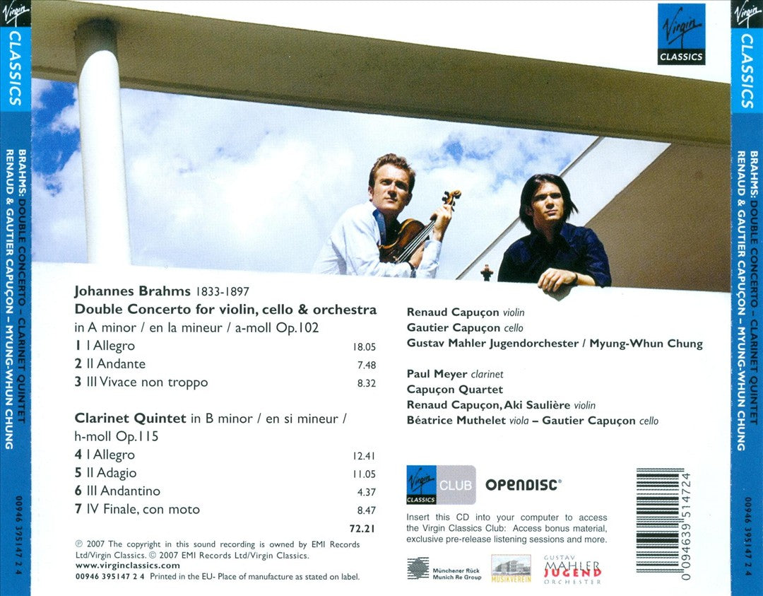 Brahms: Double Concerto; Clarinet Quintet cover art