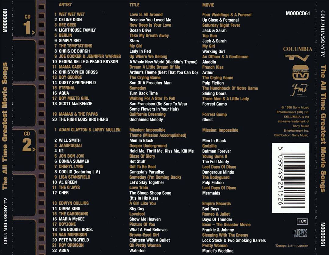 All Time Greatest Movie Songs [UK] cover art