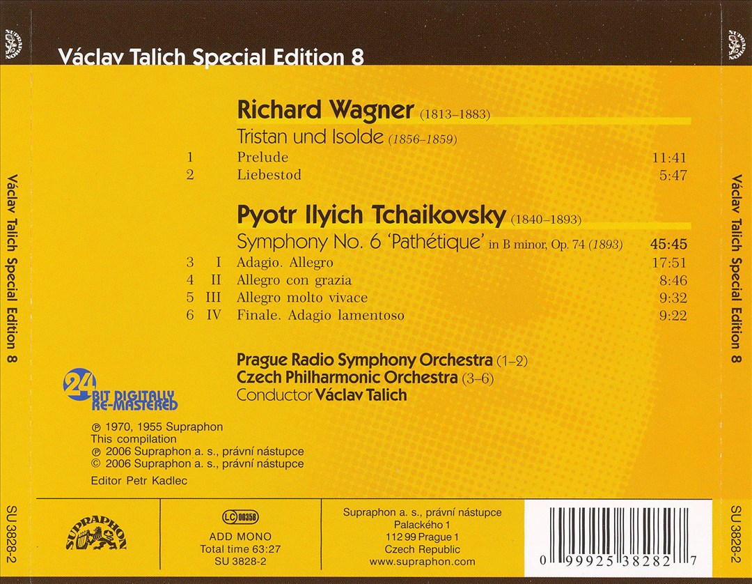 Wagner: Tristan und Isolde, Prelude & Liebestod; Tchaikovsky: Symphony 'Pathétique' cover art