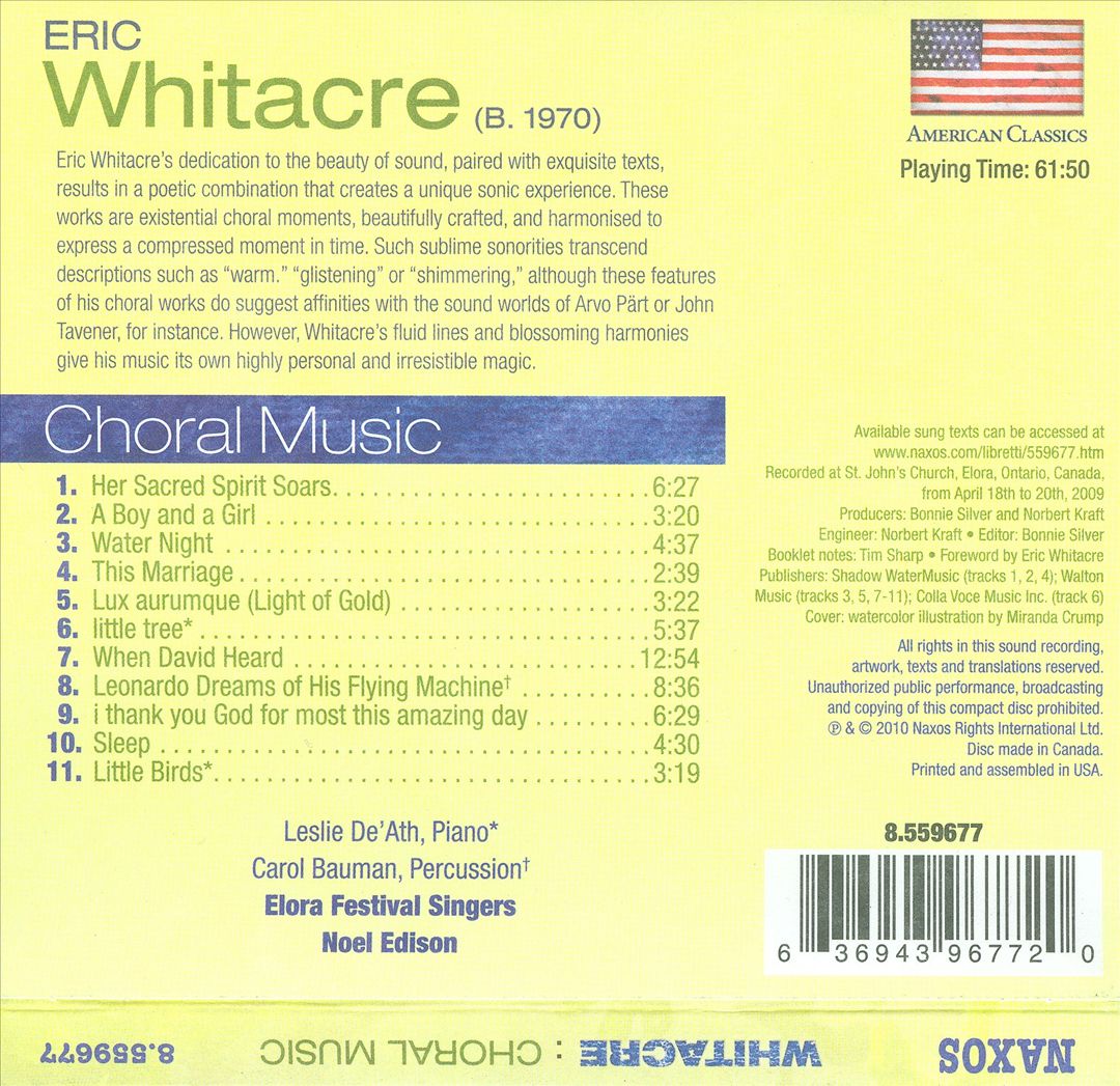 Eric Whitacre: Choral Music cover art