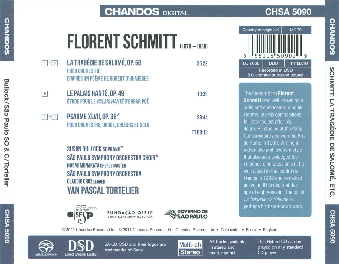 Florent Schmitt: La Tragédie de Salomé; Le Palais Hanté; Psaume 47 cover art