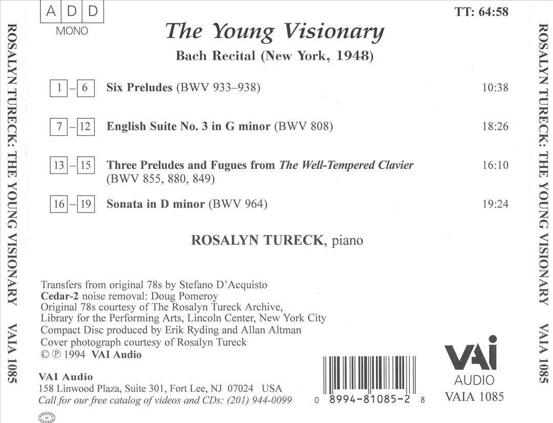 Young Visionary: Bach Recital, New York, 1948 cover art