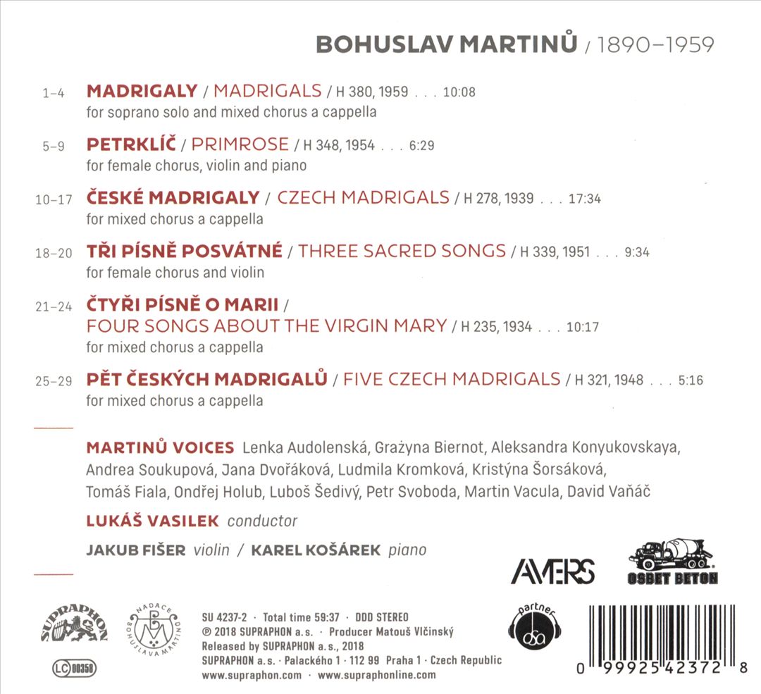 Martinů: Madrigals cover art