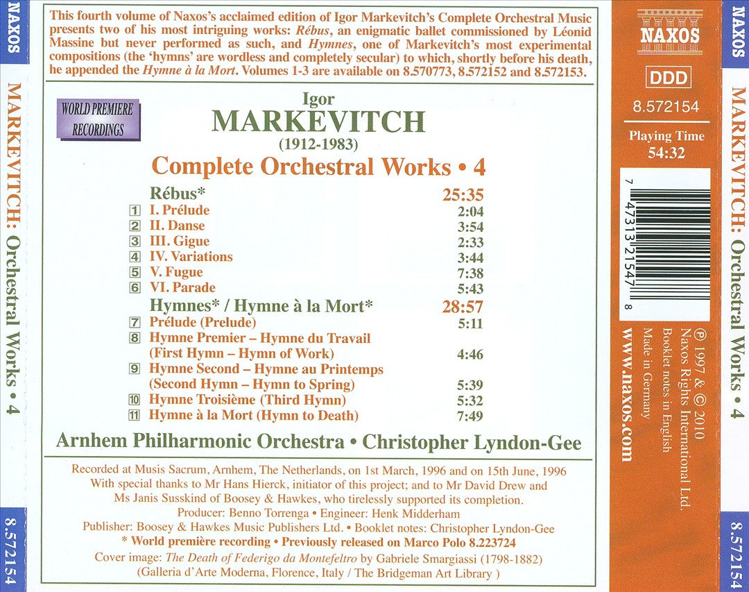 Igor Markevitch: Complete Orchestral Works, Vol. 4 cover art