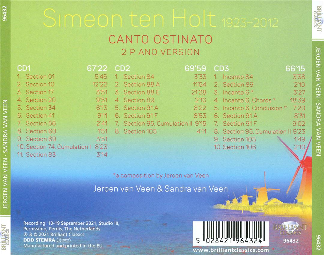 Ten Holt: Canto Ostinato - 2 Piano Version cover art