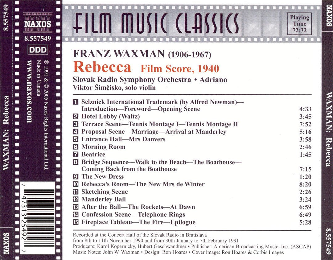 Rebecca: The 1940 Film Score by Franz Waxman cover art