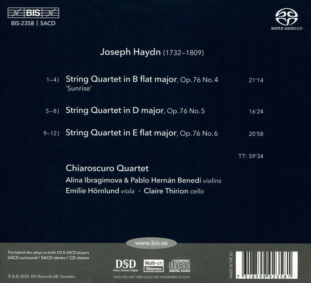 Joseph Haydn: String Quartets, Op. 76, 4-6 cover art
