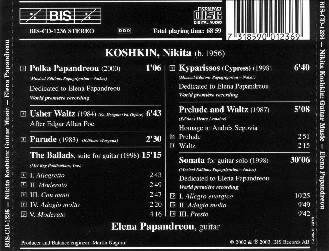 Nikita Koshkin: Guitar Music cover art