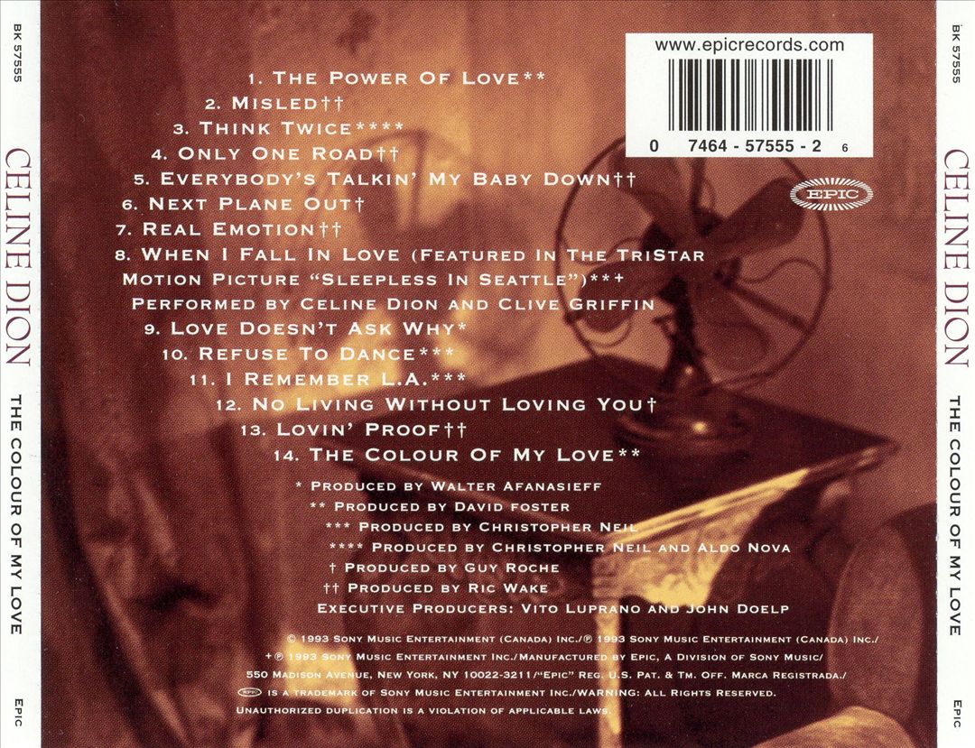 Colour of My Love cover art