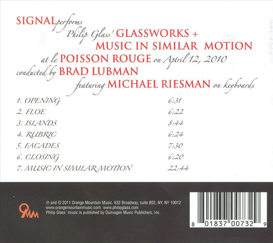 Philip Glass: Glassworks; Music in Similar Motion cover art