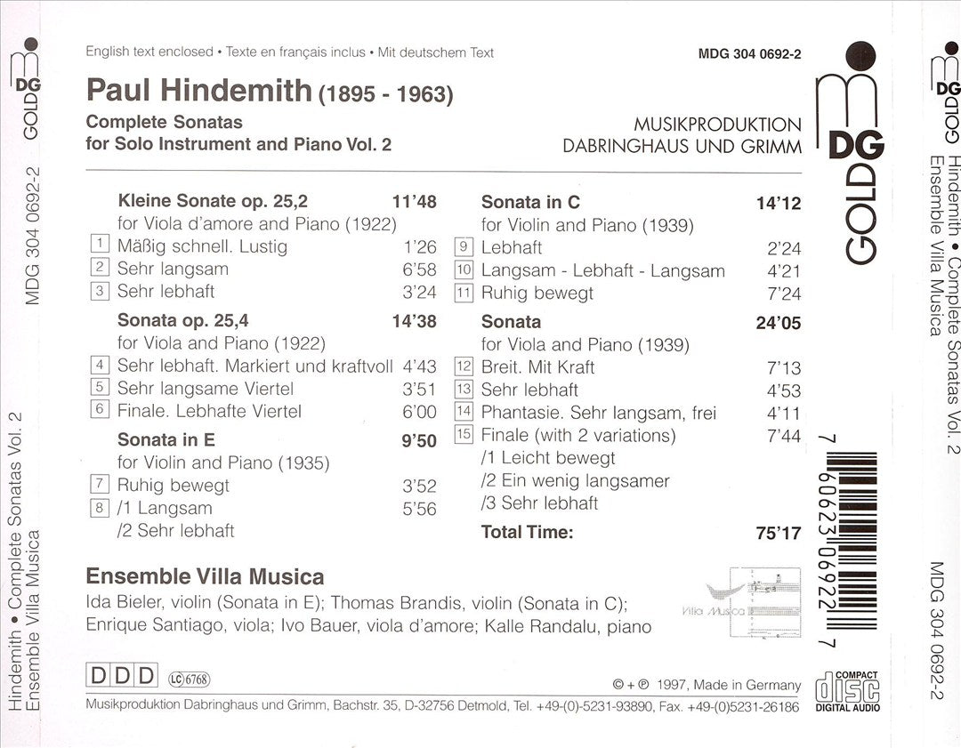 Hindemith: Complete Sonatas, Vol. 2 cover art