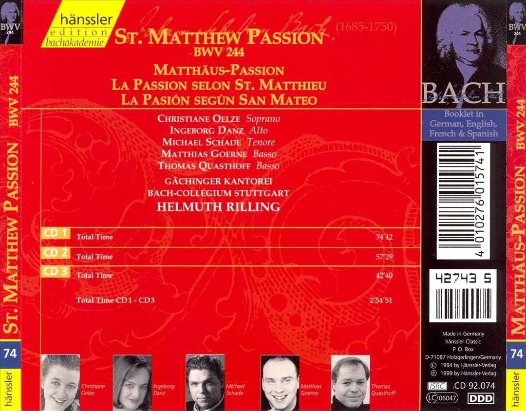 Bach: St. Matthew Passion cover art