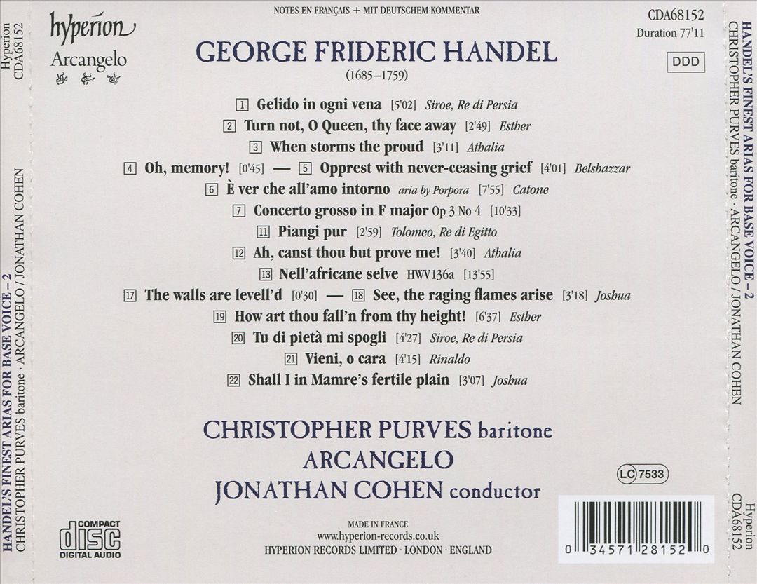 Handel's Finest Arias for Base Voice, Vol.2 cover art