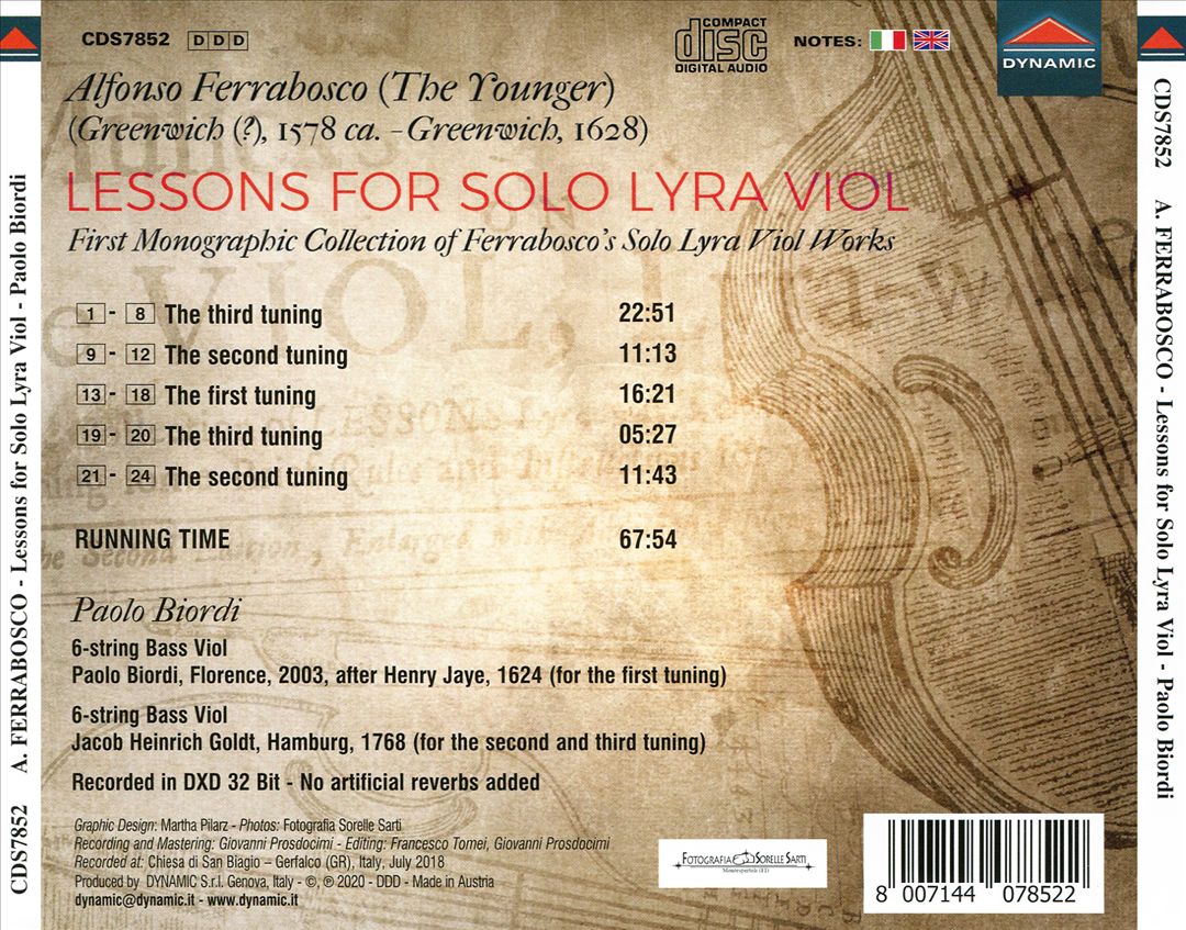 Alfonso Ferrabosco: Lessons for Solo Lyra Viol cover art