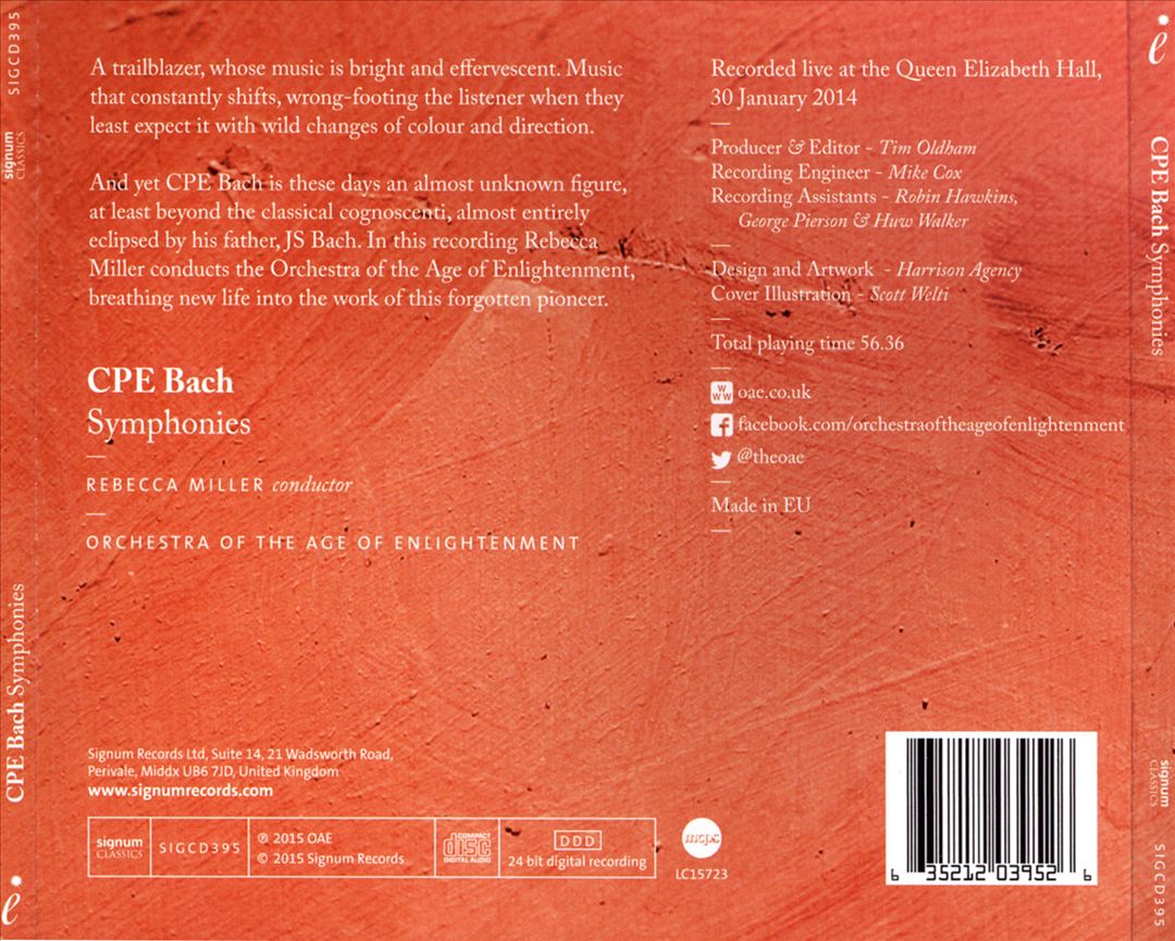 CPE Bach: Symphonies cover art