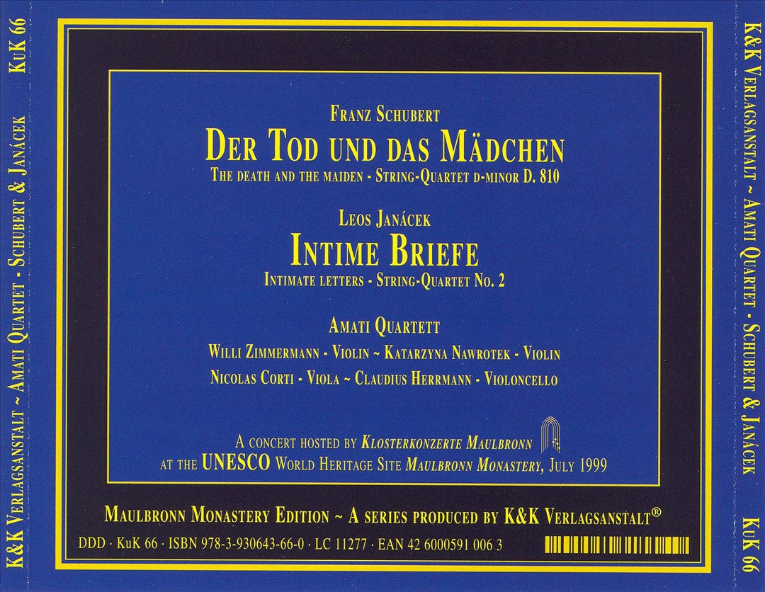 Schubert: Der Tod und das Mädchen; Janácek: Intime Briefe cover art