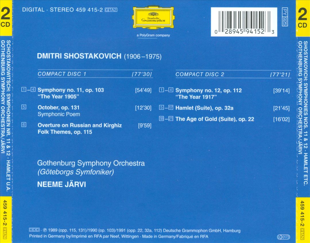 Shostakovich: Symphonies Nos. 11 & 12 cover art