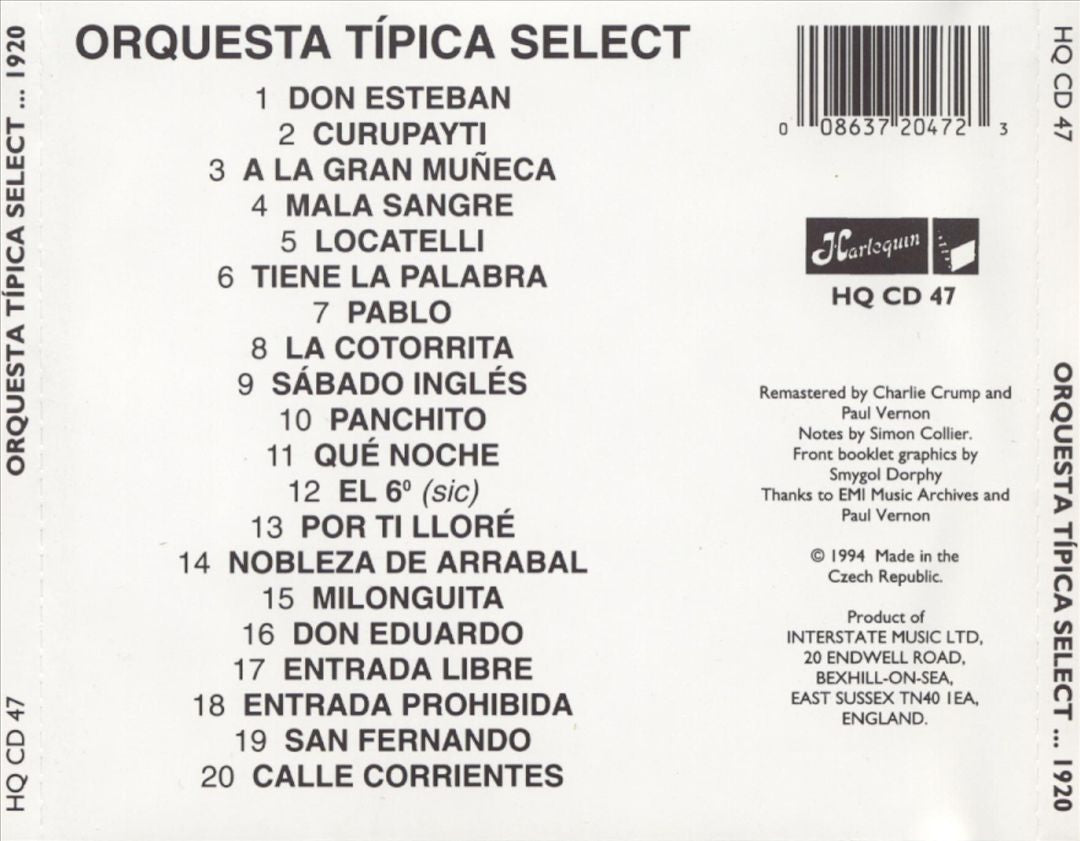 Orquesta Tipica Select ... 1920: Argentine Tango cover art