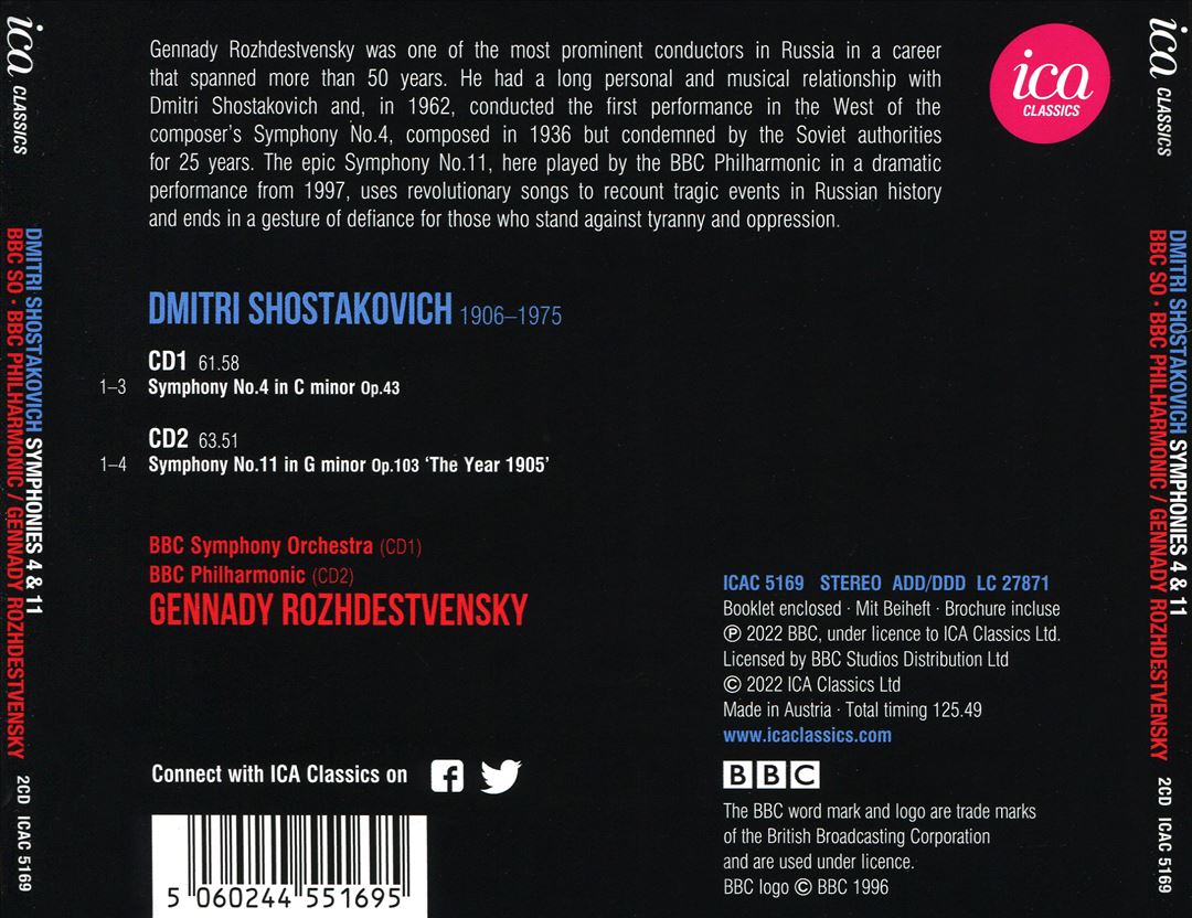 Shostakovich: Symphony No. 4; Symphony No. 11 cover art