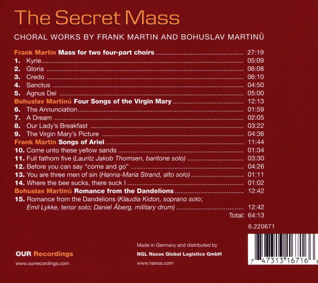 Secret Mass: Choral Works by Frank Martin & Bohuslav Martinů cover art