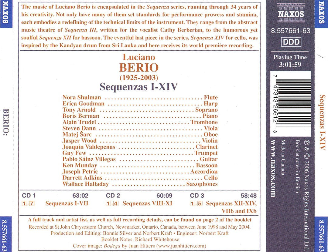 Luciano Berio: Sequenzas I-XIV for Solo Instruments cover art