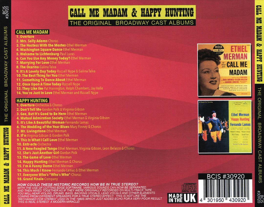 Call Me Madam / Happy Hunting [Original Broadway Casts] cover art