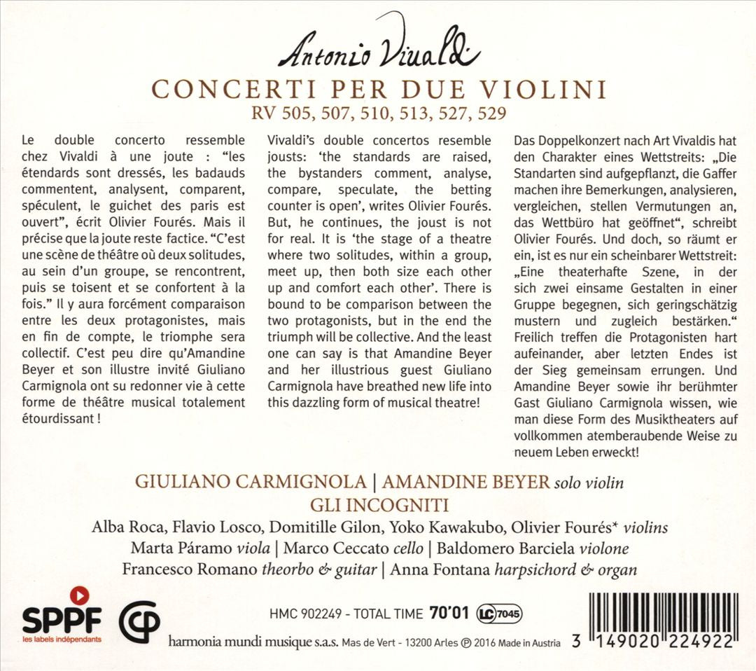 Vivaldi: Concerti per due violini cover art
