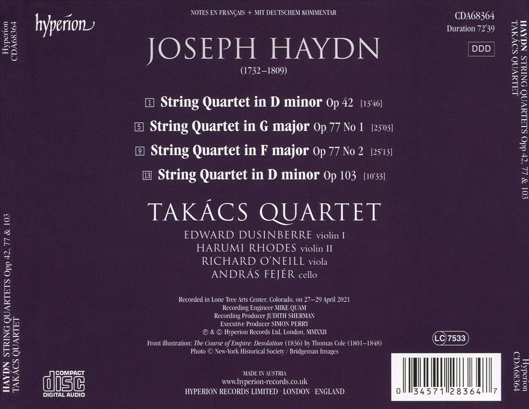 Haydn: String Quartets Opp 42, 77 & 103 cover art