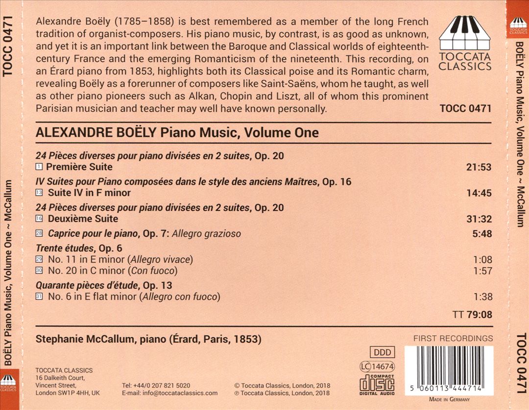 Alexandre Boëly: Piano Music, Vol. 1 cover art