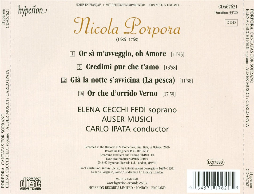 Or sì m'avveggio, oh Amore: Cantatas for Soprano by Nicola Porpora cover art
