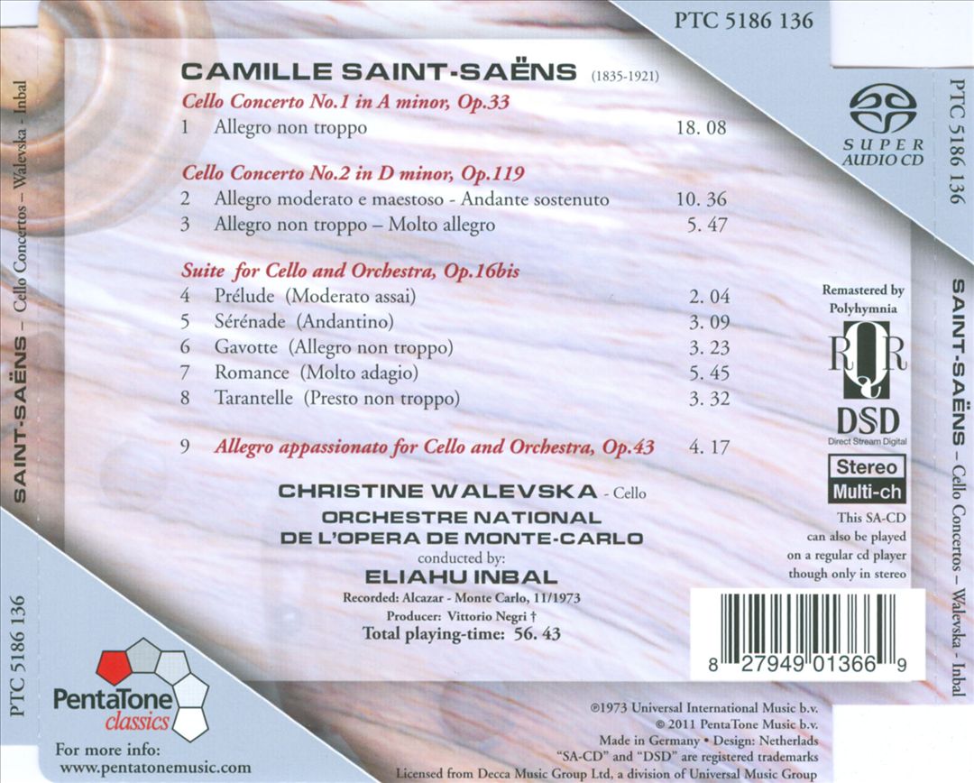 Saint-Saëns: Cello Concertos Nos. 1 & 2; Suite for Cello and Orchestra cover art